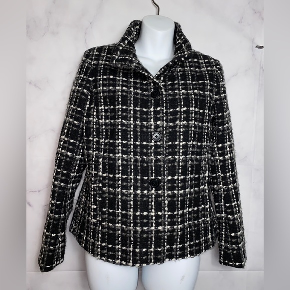 Ann Taylor Plaid Tweed 10 Petite Button Up Blazer Jacket (30) - Picture 1 of 11
